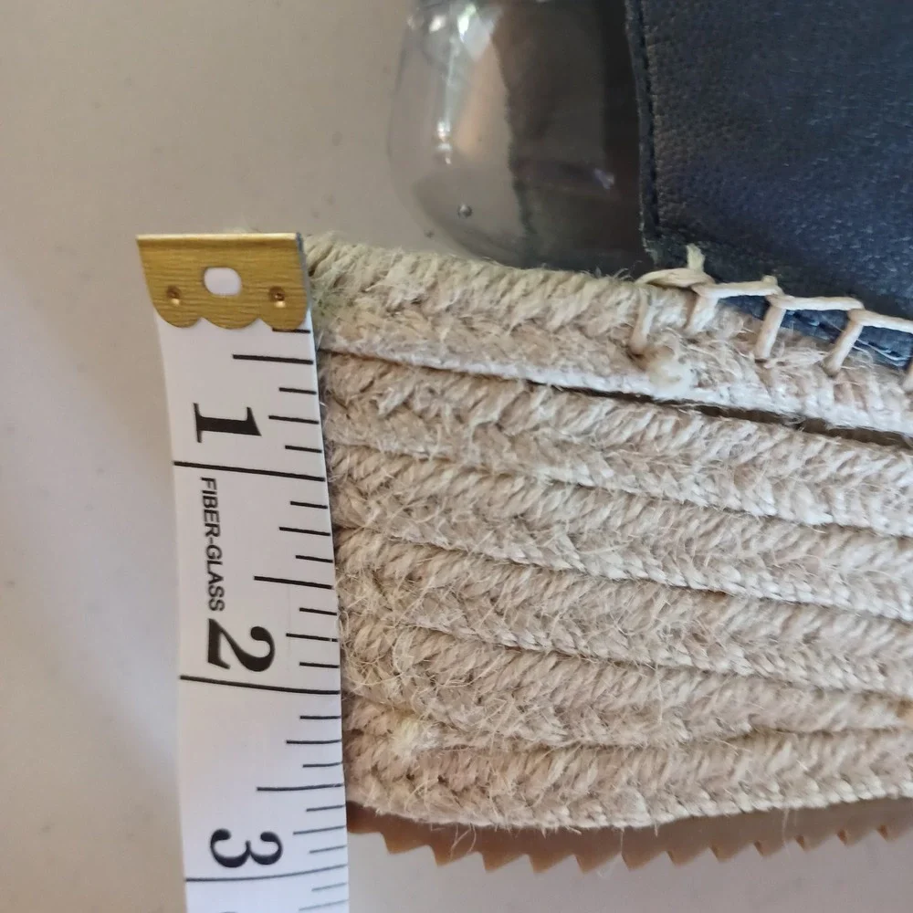 Eileen Fisher Slate Blue Leather Espadrille Wedge Sandals Women 11 Platform NWOT